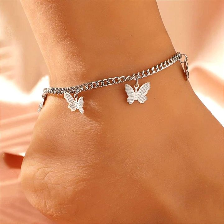 π¦ Silver Butterfly Charm Anklet β Elegant & Trendy