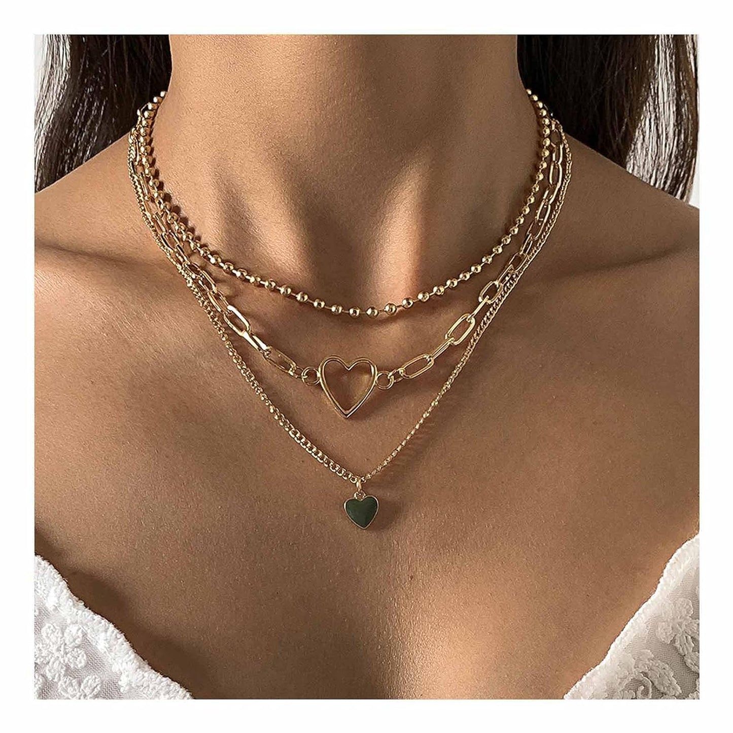✨ Layered Gold Heart Necklace – Elegant & Stylish