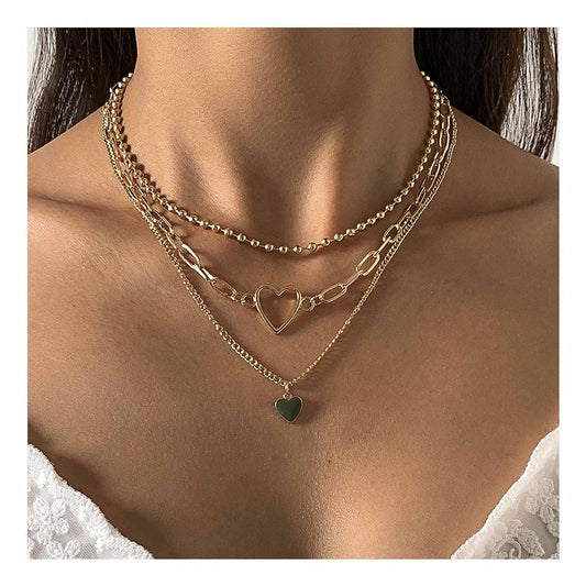 ✨ Layered Gold Heart Necklace – Elegant & Stylish